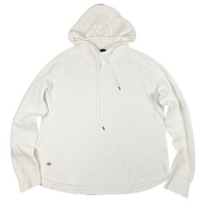 Lauren Ralph Lauren White Waffle Knit Hoodie Sweater Womens Large LRL Raglan